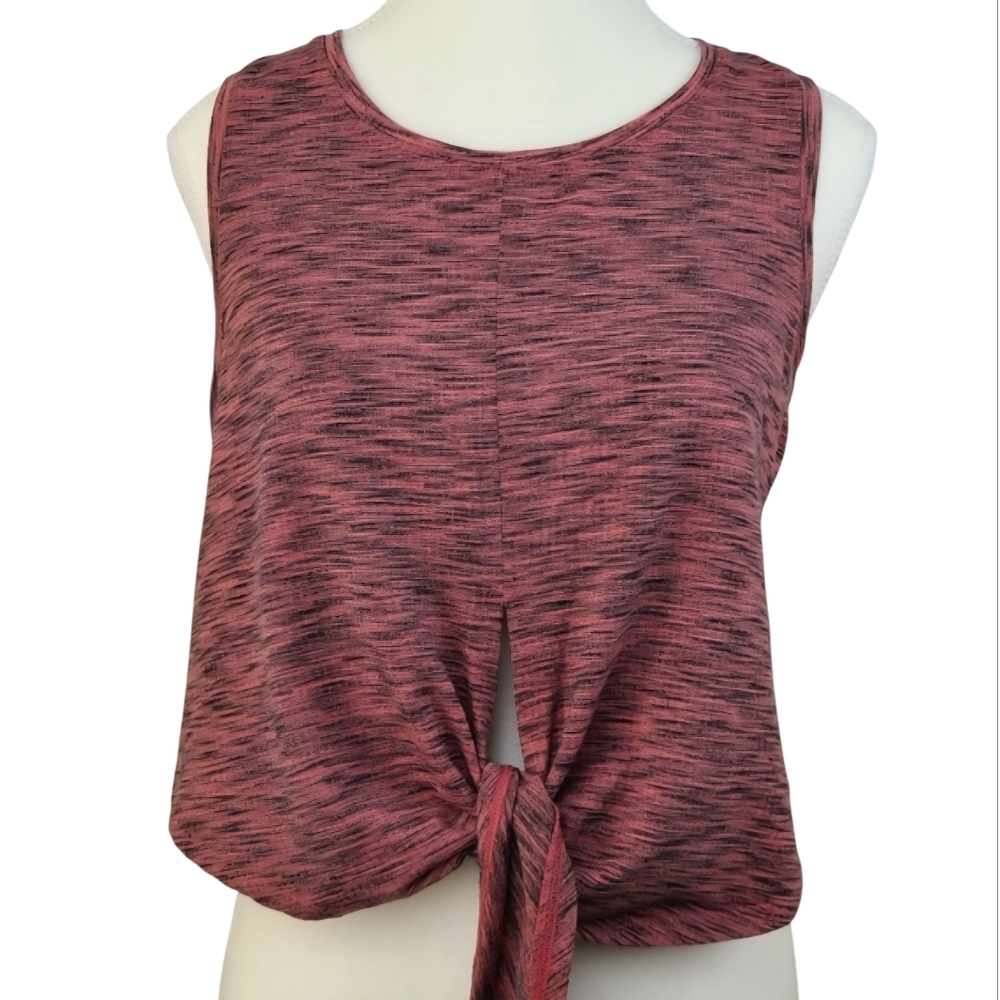 Zyia Infinity Cropped Tie Front Sleeveless Top Women's Small S Black Activewear